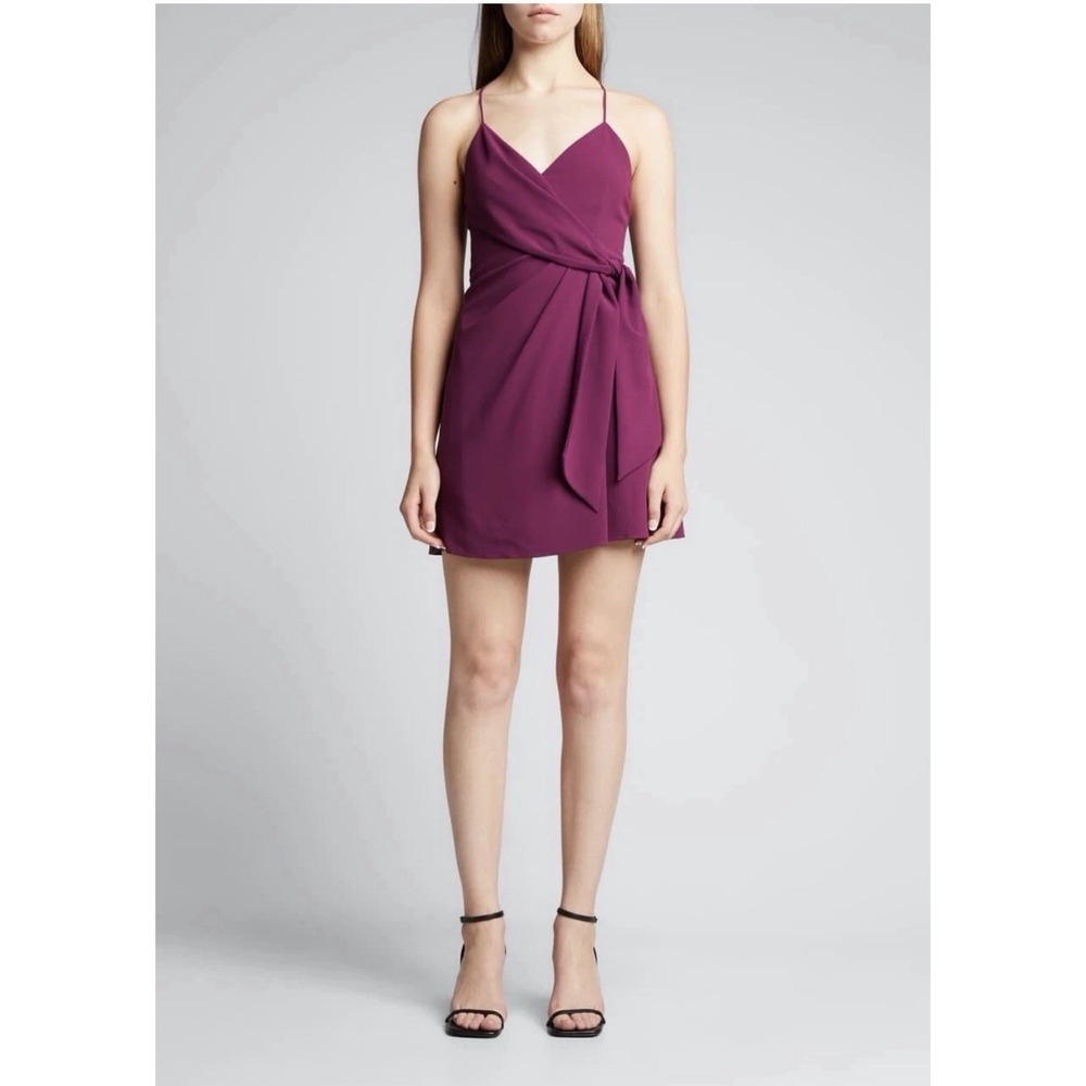 ALICE + OLIVIA Katie wrap-effect pleated crepe mini dress In Violet Sz 10